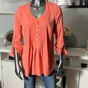 Motherhood Maternity Chiffon Coral Button Front Blouse Size M